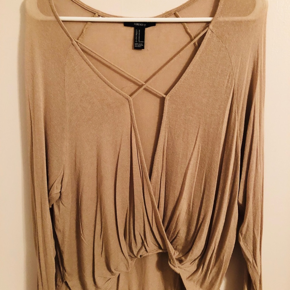 Forever 21 Open Front Tan Top